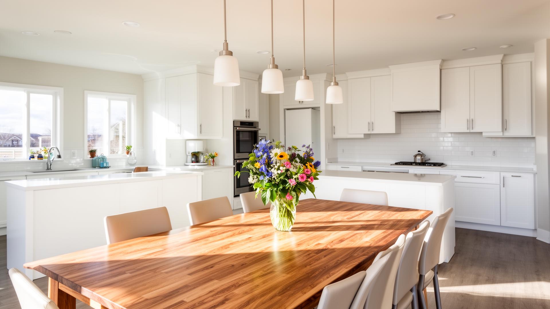 Modern kitchen and dining area